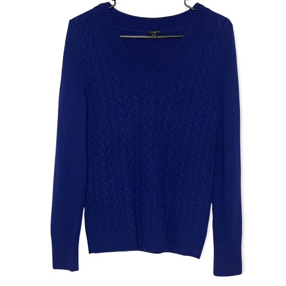 Talbots Woman’s Blue V Neck Lambswool / Nylon Sweater - Picture 1 of 4